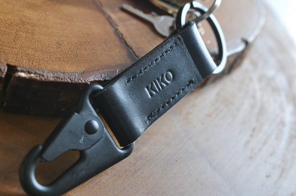 Leather HK Clip Keychain Fob 