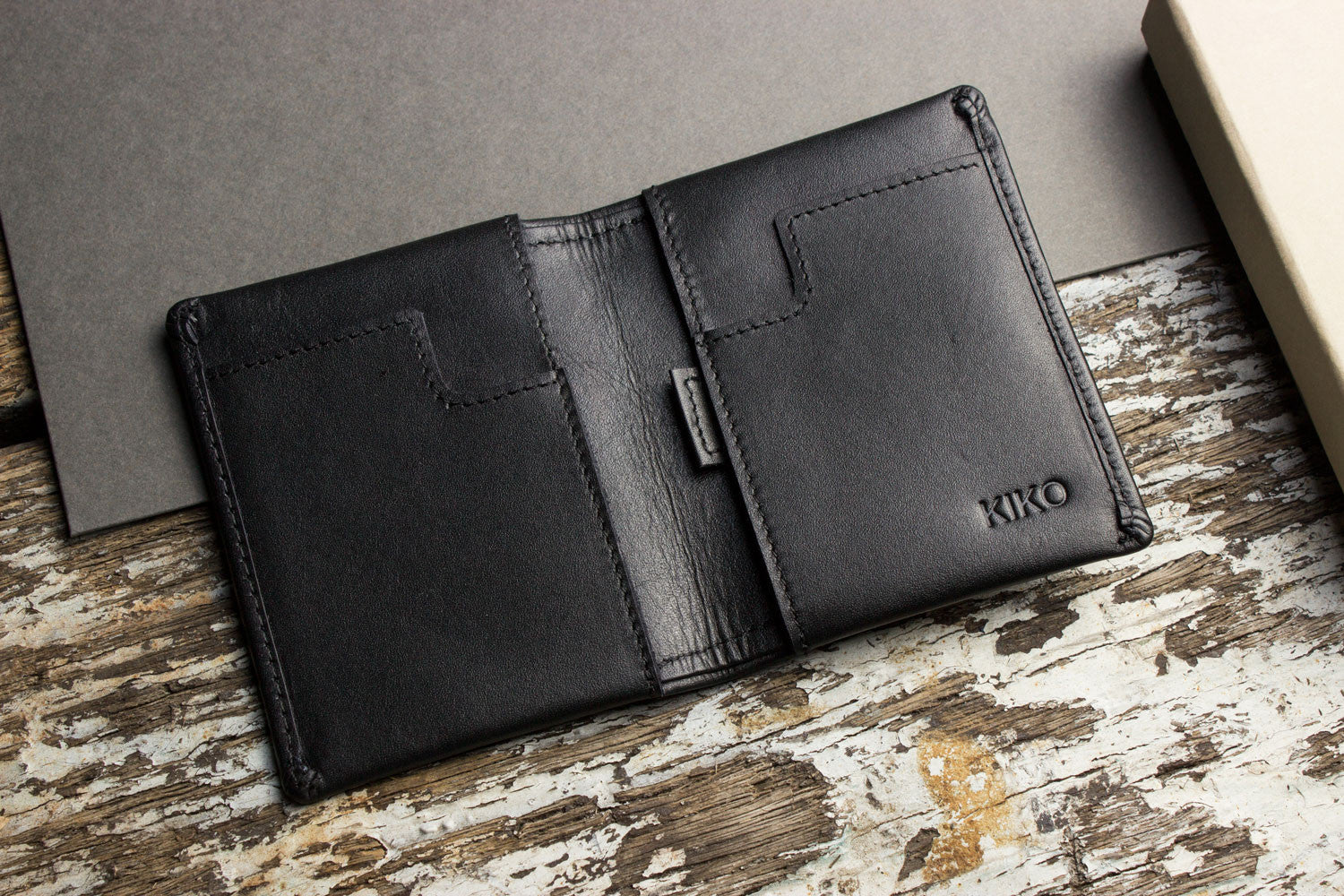 Kiko Leather Trifold Wallet, Black at  Men's Clothing store